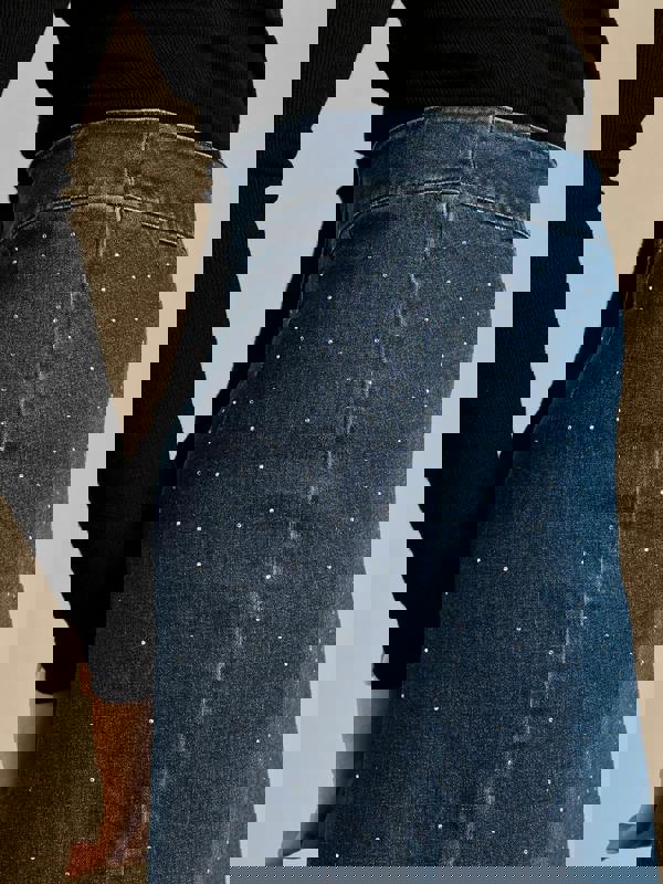 GWD Crystal Indigo Denim Midi Skirt