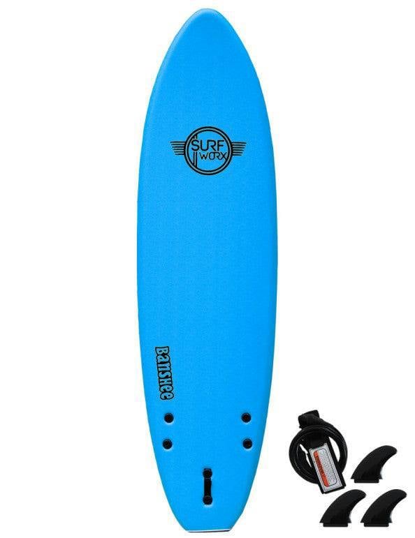 Surfworx Banshee Mini Mal Soft Surfboard 6ft 0 Azure Blue