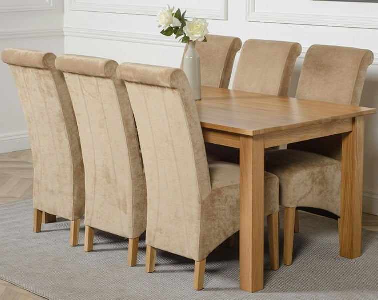 That's Furniture Oslo 180 x 90cm Large Oak Dining Set with Montana Fabric Chairs