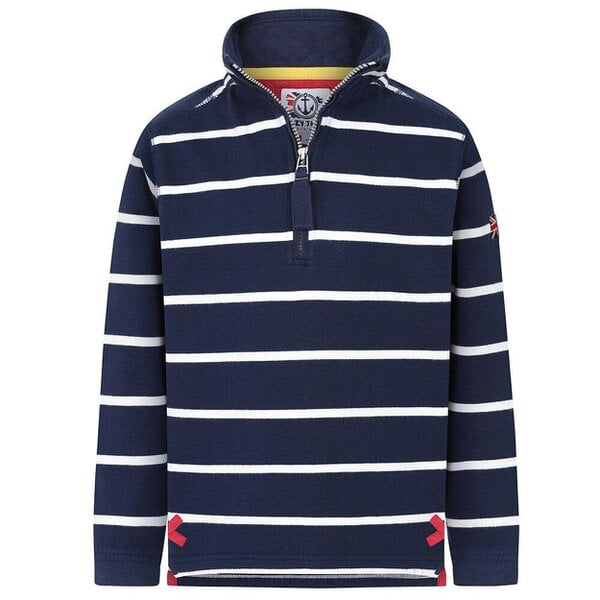 Lazy Jacks LJ51C - Boys 1/4 Zip Striped Sweatshirt - Marine