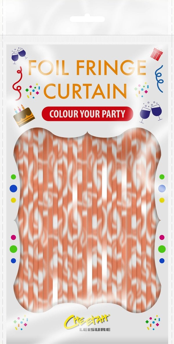 Cheetah Christmas Reindeer Tinsel Curtain 2.5M x 1M Red