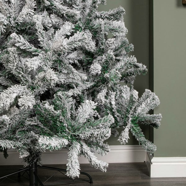 Samuel Alexander 8ft (2.4m) Snow Flocked Artificial Christmas Tree with Green Metal Stand and 1017 Tips