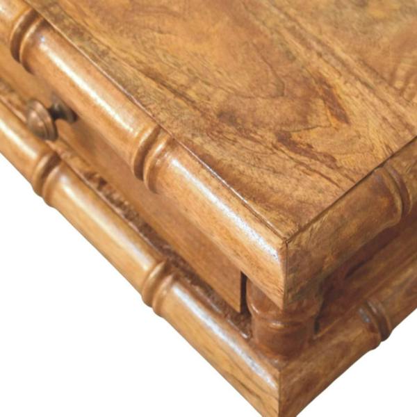 Artisan Furniture Solid Wood Bamboo Wall-Mounted Console, 2 Drawers, Brown