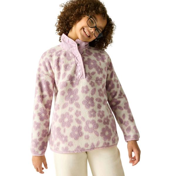Regatta Childrens/Kids Eva Floral Fleece Top - Vanilla/Powder Lilac - 