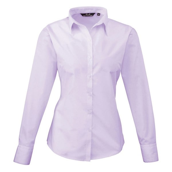 Premier Womens/Ladies Poplin Long-Sleeved Blouse - Lilac