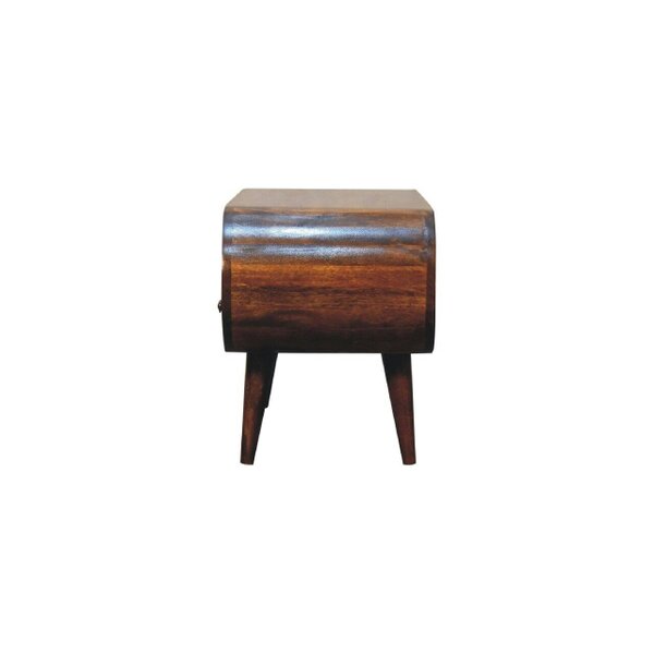 Wyld Haus Keaukaha Chestnut Mango Wood Circular Open TV Stand 2 Drawers