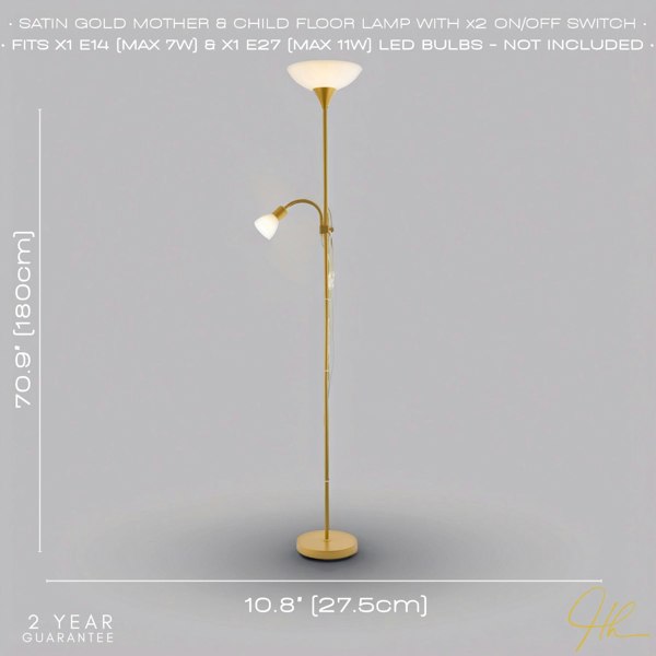 Gold Mother and Child Floor Lamp with Adjustable Reading Light and Switches Image 6