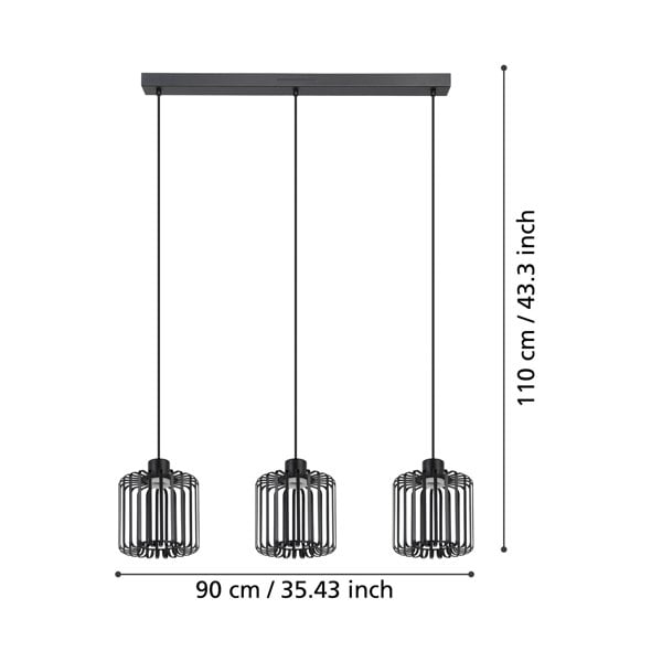 EGLO Ginestrone-Z Black Steel RGB 3-Light Pendant Light