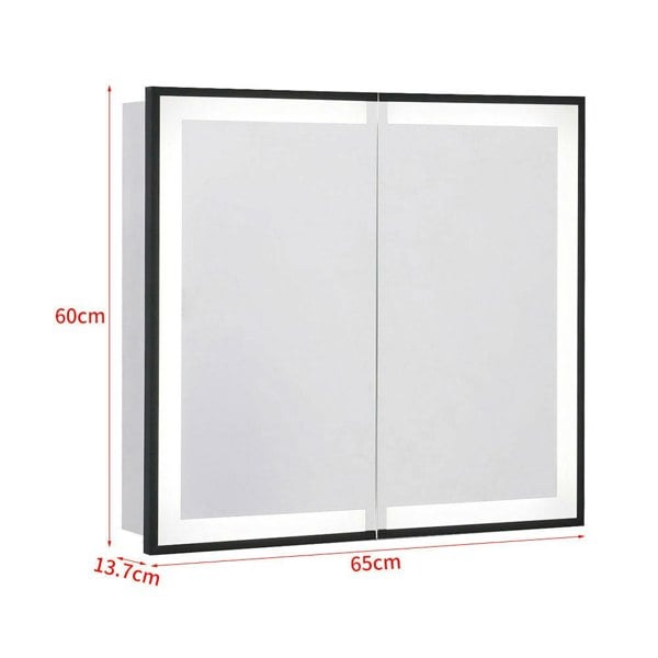 65W*60Hcm LED Mirror Cabinet Double Door Bathroom Mirror Cabinet Living and Home