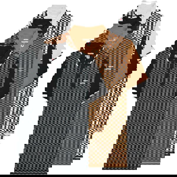 Lambretta Mens Checkered Casual Retro Mod Ska Black Polo Shirt