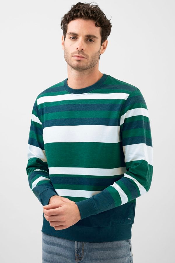 ENORSIA Mens Classic Print Stripe Sweatshirt