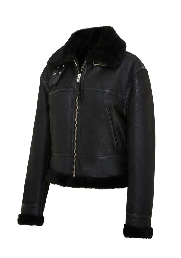 Infinity Leather Womens Black Bomber B3 Sheepskin Jacket -Akiak