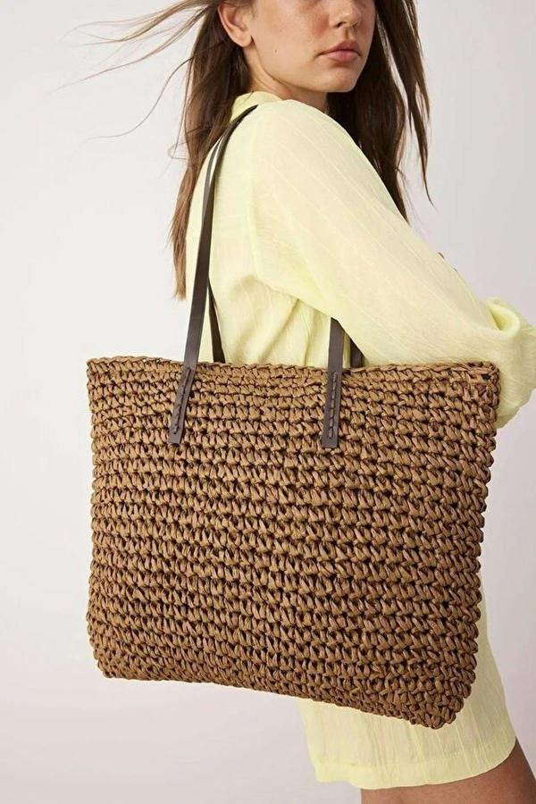 WOVCOR Large Woven Straw Shoulder Bag for Women