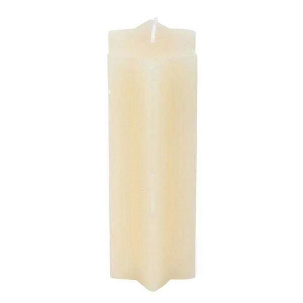 Cream star-shaped taper candle with tapered body and star top, unlit wick
