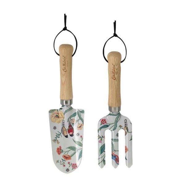 Cath Kidston Summer Birds Iron Trowel & Fork Garden Tool Set with Ash Wood Handles