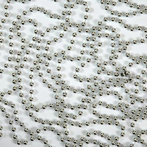 24ft Silver Metallic Bead Garland for Christmas Trees, Wreaths and DIY Decorations image 7