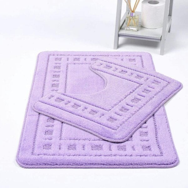 Night Zone Diem 2 Piece Bath Mat & Pedestal Set – Soft Absorbent Bathroom Rugs - Lilac
