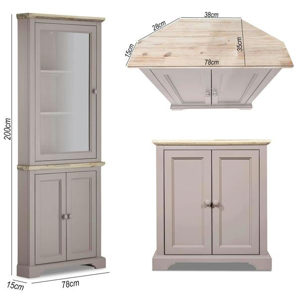 Statement Furniture Florence Corner Display Cabinet, Glass Door Assembled Dresser