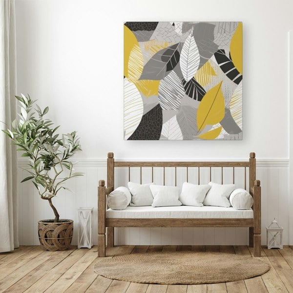 Warren Reed Grey Yellow Autumn Leaves Canvas