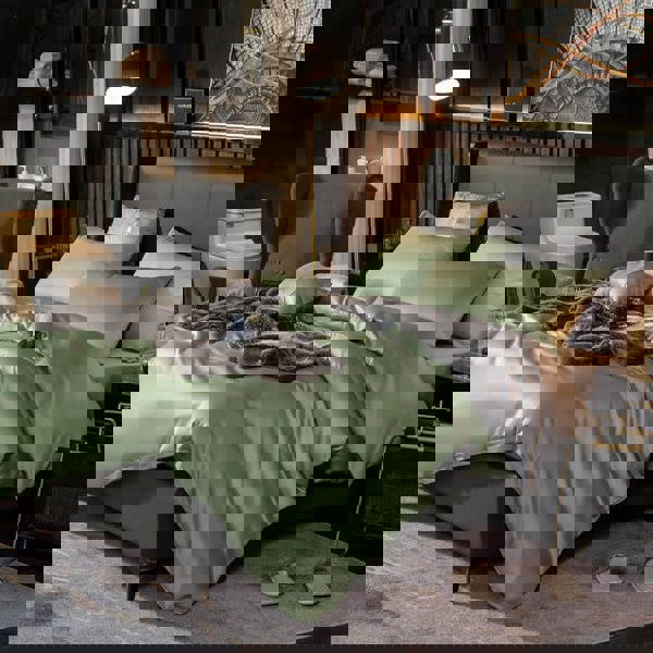 Anyhouz Anycozy Duvet Comforter Set Twin Green/ Light Grey Egyptian Cotton Thick Blanket Bedspread 4 Pcs Bed Set