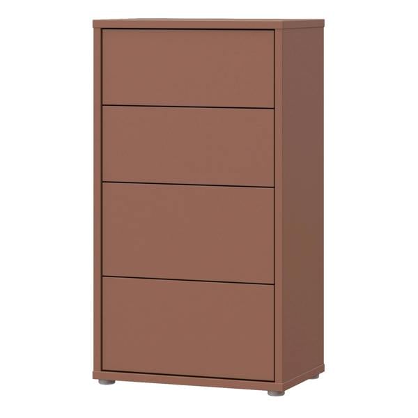 Alice Springs Tall 4 Drawer Chest with Push-to-Open Drawers in Terracotta