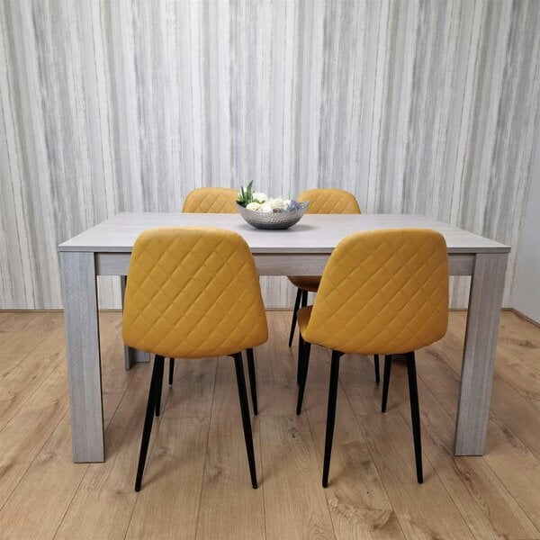 Kosy Koala Modern Rectangle Dining Table Set With 4 Mustard Gem Chairs Dining Room Furniture