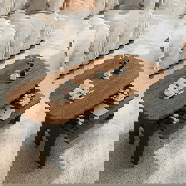 Knight Coffee Table With Storage, Wood, Oval-Rit Concept-Rit Concept