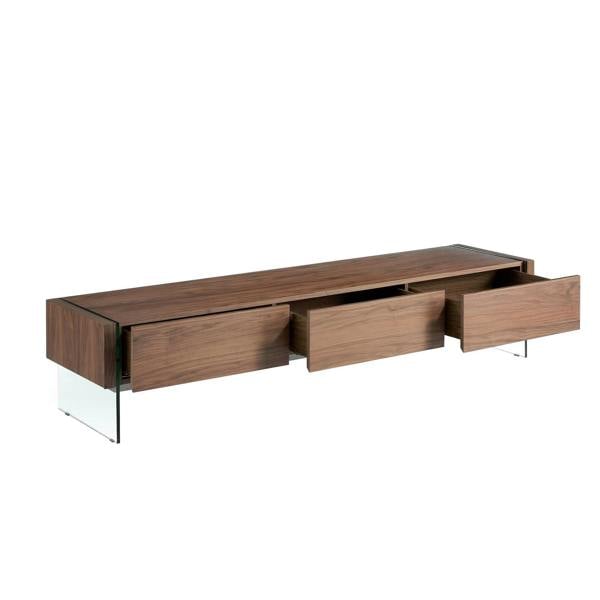 Angel Cerdá Walnut and Tempered Glass TV Stand 3085