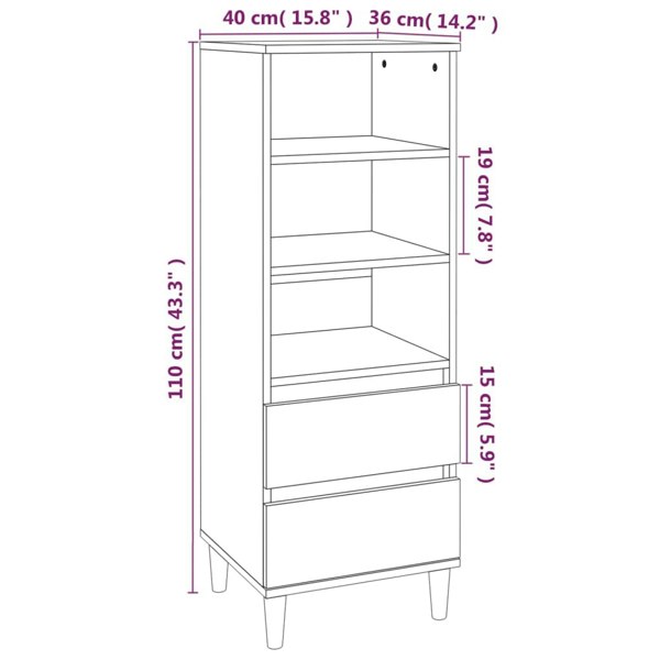 Berkfield Highboard Grey Sonoma 40x36x110 cm Engineered Wood
