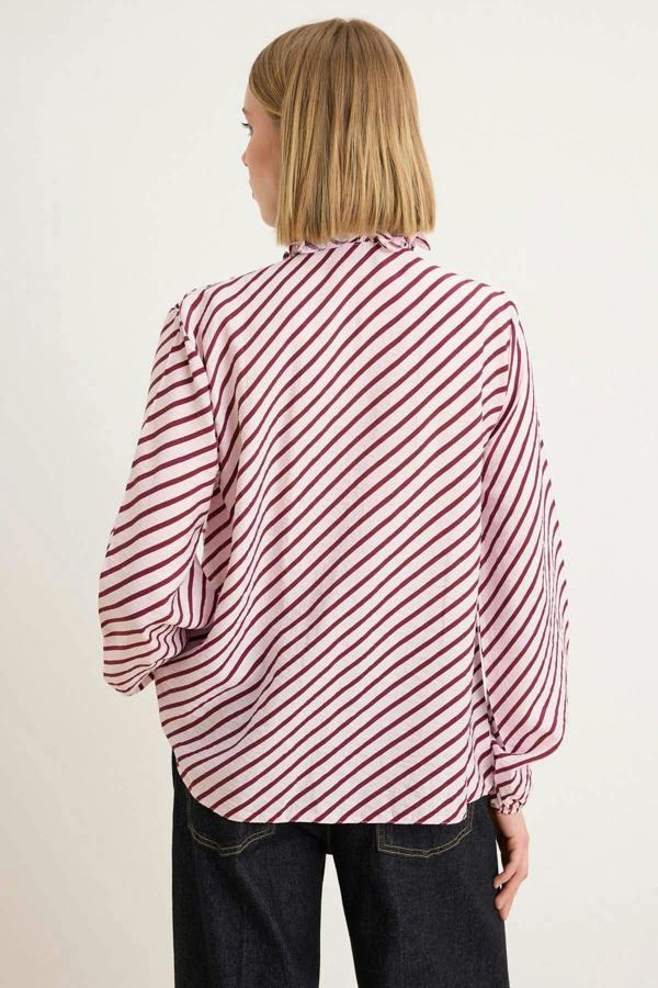 WOVCOR V Neck Long Sleeve Frill Detail Woven Shirt