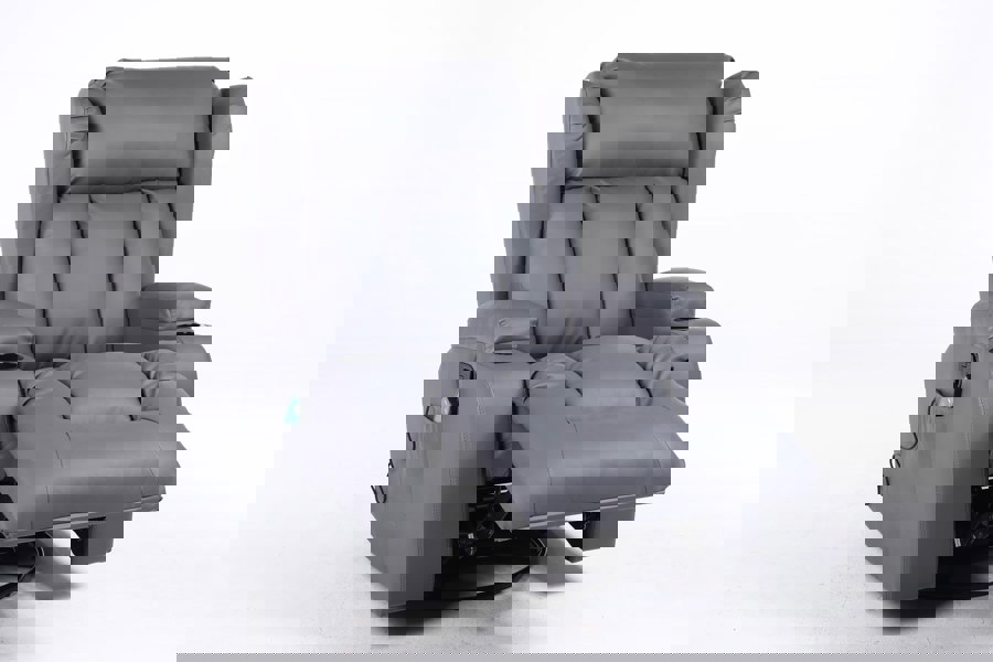 SQUAREBOXX Copenhagan Leather Manual Recliner Armchair with Heat Massager in Grey