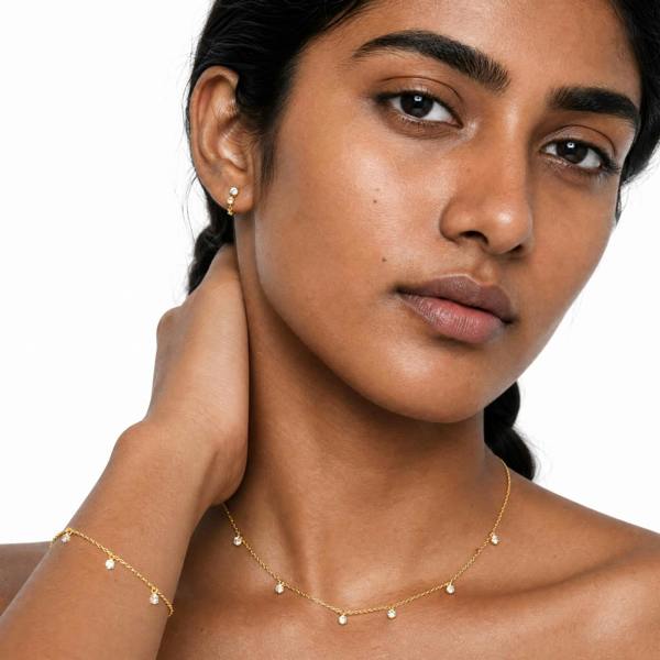 Gold Trip Short Crystal Gemstone Drop Earrings