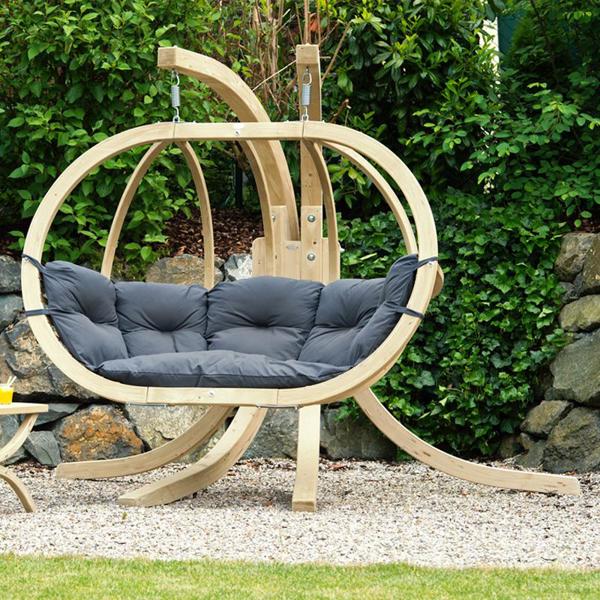 Amazonas Globo Royal Double Hanging Egg Chair & Stand Set - Anthracite Grey