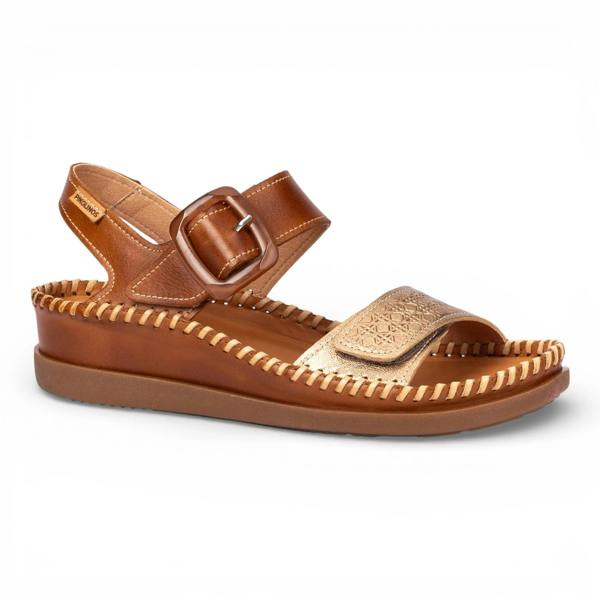 Pikolinos Cadaques - Women's Brown Leather Lightweight Wedge Sandals