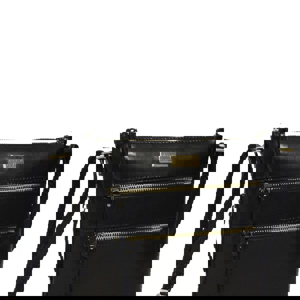 Assots London 'CORI' Black Polished VT Real Leather Crossbody Bag