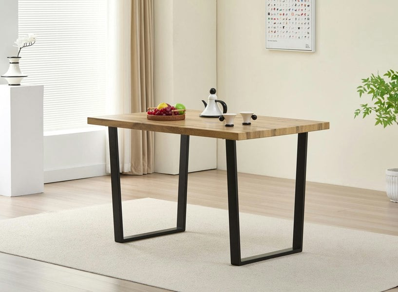 Indoor Living Colorado Oak Dining Table with Industrial Black Legs