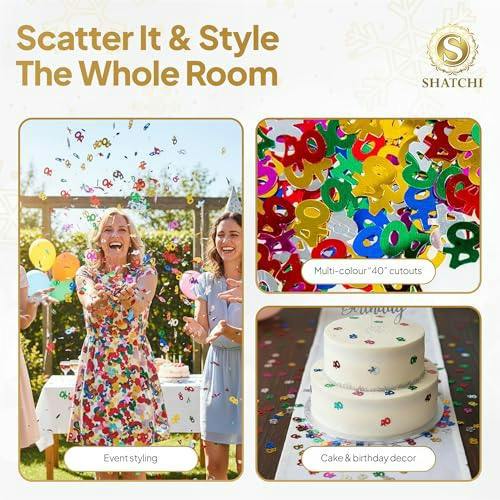 40th Birthday Multicolour Foil Confetti Pack | 1, 2 or 4 Packs for Party Tables image 7