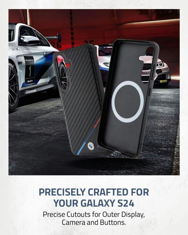 BMW Carbon Tricolor with MagSafe Case for Samsung Galaxy S24 6.2" Black - BMHMS24S23PUDTK