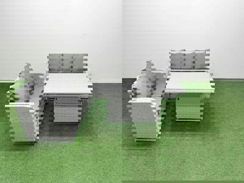 Fimous 5 Seater PE Rattan Wicker Garden Furniture Patio Conservatory Sofa Set with Adjustable Lifting Dining or Coffee Table 3 Seater Sofa Love Sofa