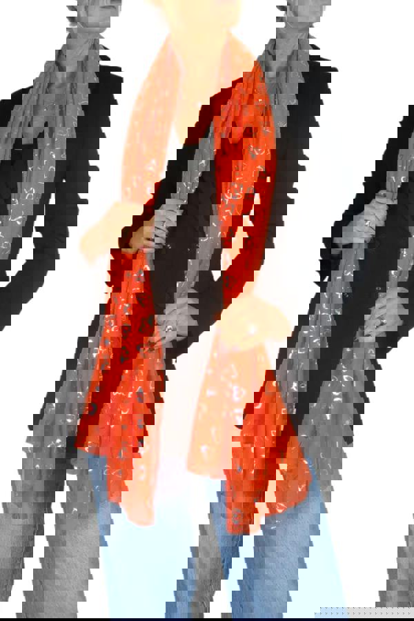 Paulo Due Silver Hearts Lightweight Cotton Scarf