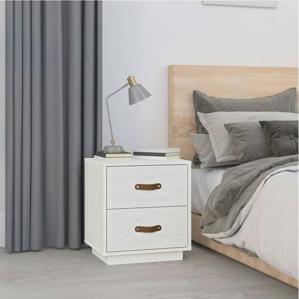 Berkfield Bedside Cabinet White 40x34x45 cm Solid Wood Pine