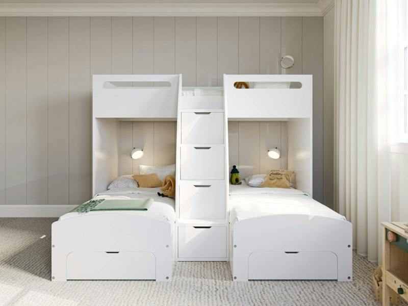 Flair Eddie Staircase Triple Bunk Bed with Storage