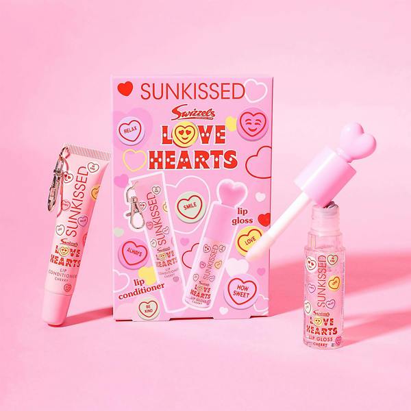 Sunkissed x Love Hearts Lip Gloss & Conditioner Lip Duo Gift Set Cherry