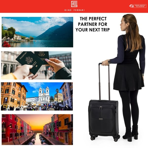 Gino Ferrari Omis Lightweight Soft Shell Suitcase with Wheels TSA Lock Hold Luggage