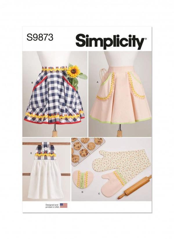 Simplicity Sewing Pattern 9873, Aprons, Accessories for Women, A (S-M-L) - Intermediate