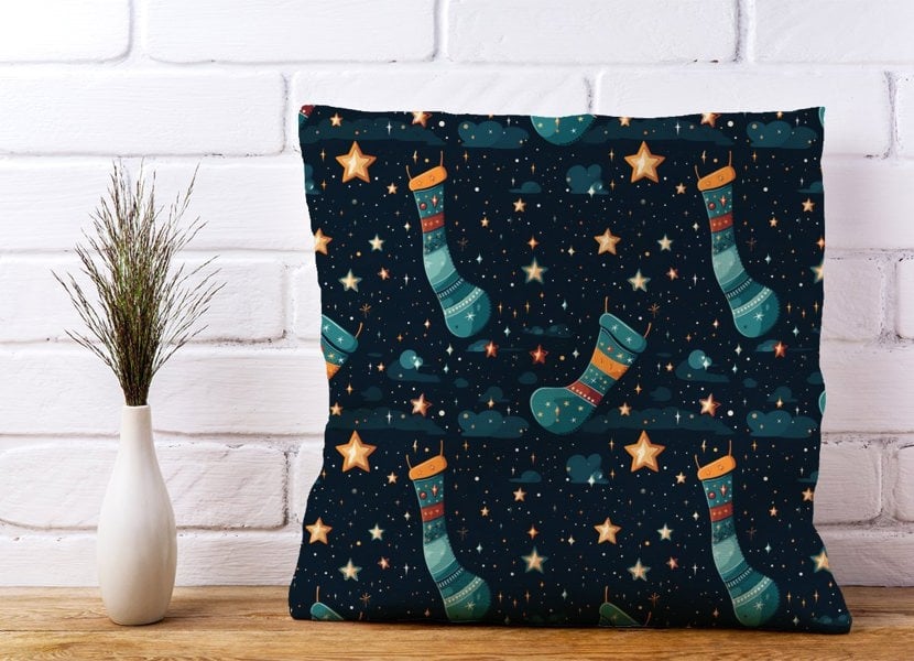 Warren Reed Christmas Stocking In A Starry Night Sky Cushions