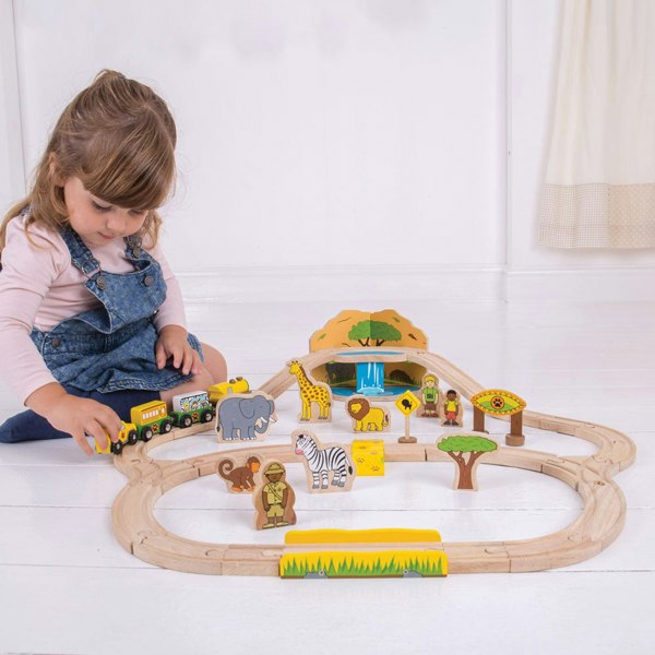 Bigjigs Rail Wooden Safari Train Set - 38 Pieces