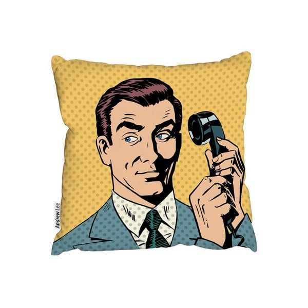 Benjamin Tate Design Male Businessman Talking On The Phone Style Pop Art Retro (Cushion)