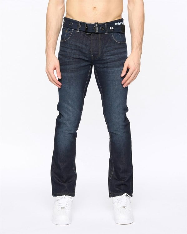 Crosshatch New Embossed Techno Denim Jeans Dark Wash
