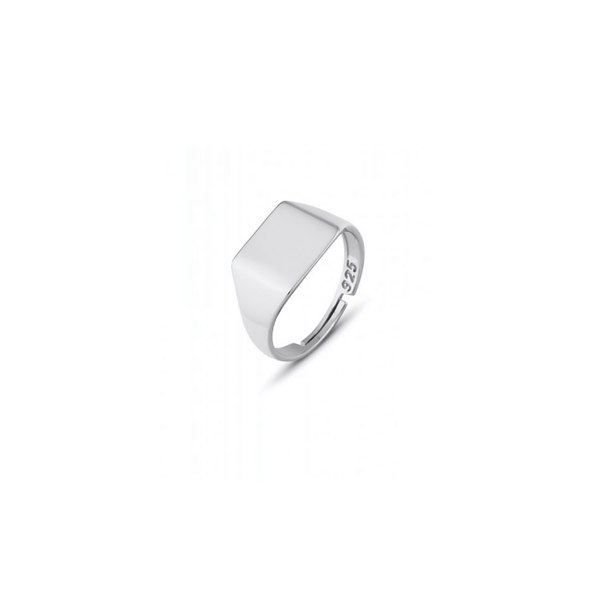 Spero London Signature Rectangular Sterling Silver Signet Ring